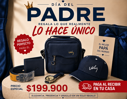 Kit Regalo para Papá – Carriel+Reloj+Billetera+Correa+Gorra